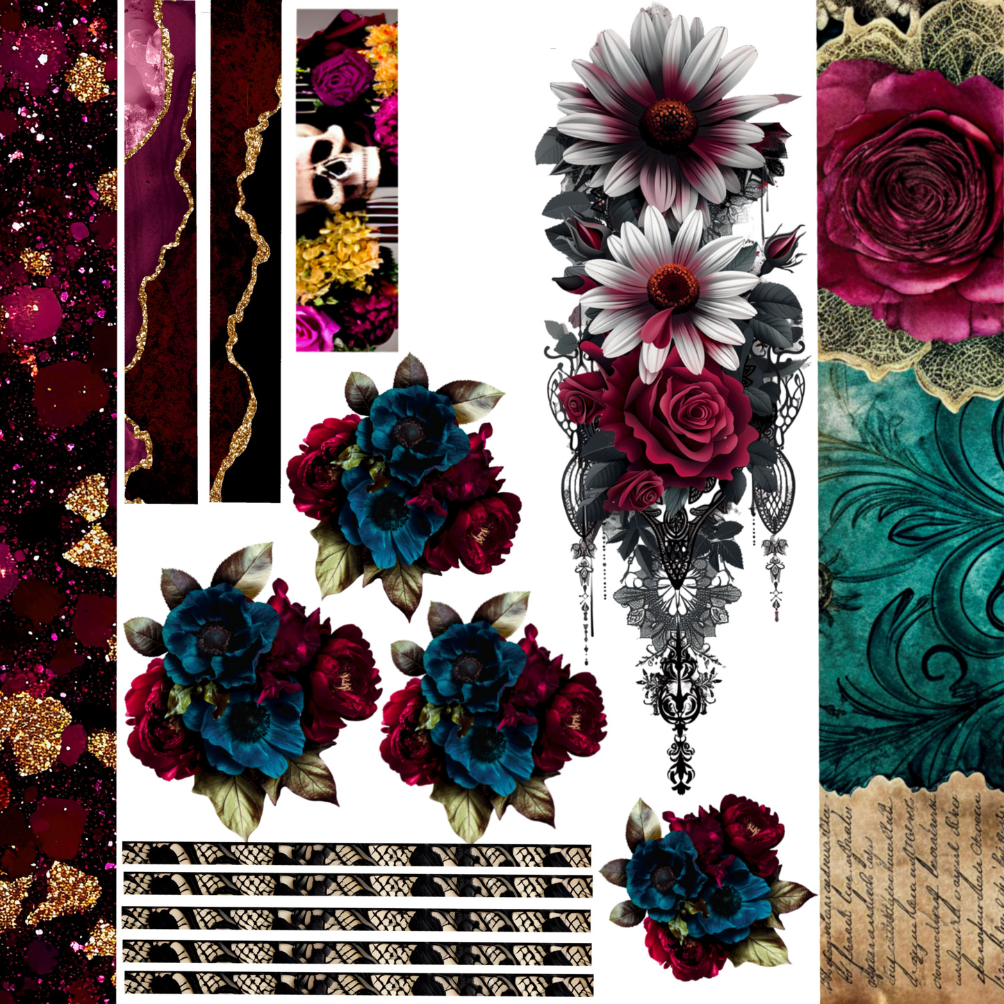UVDTF 9.5 x 8.5 Element Sheet Floral 6007