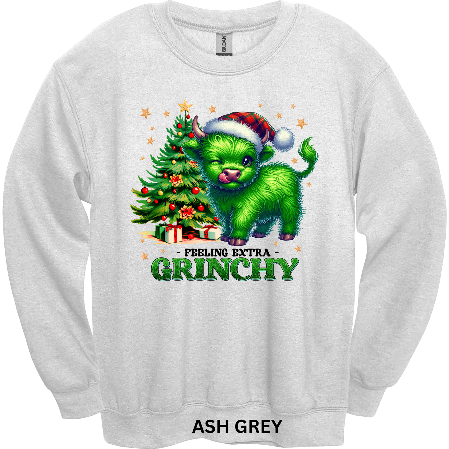 Crewneck Sweatshirt Green Highland Cow 1206