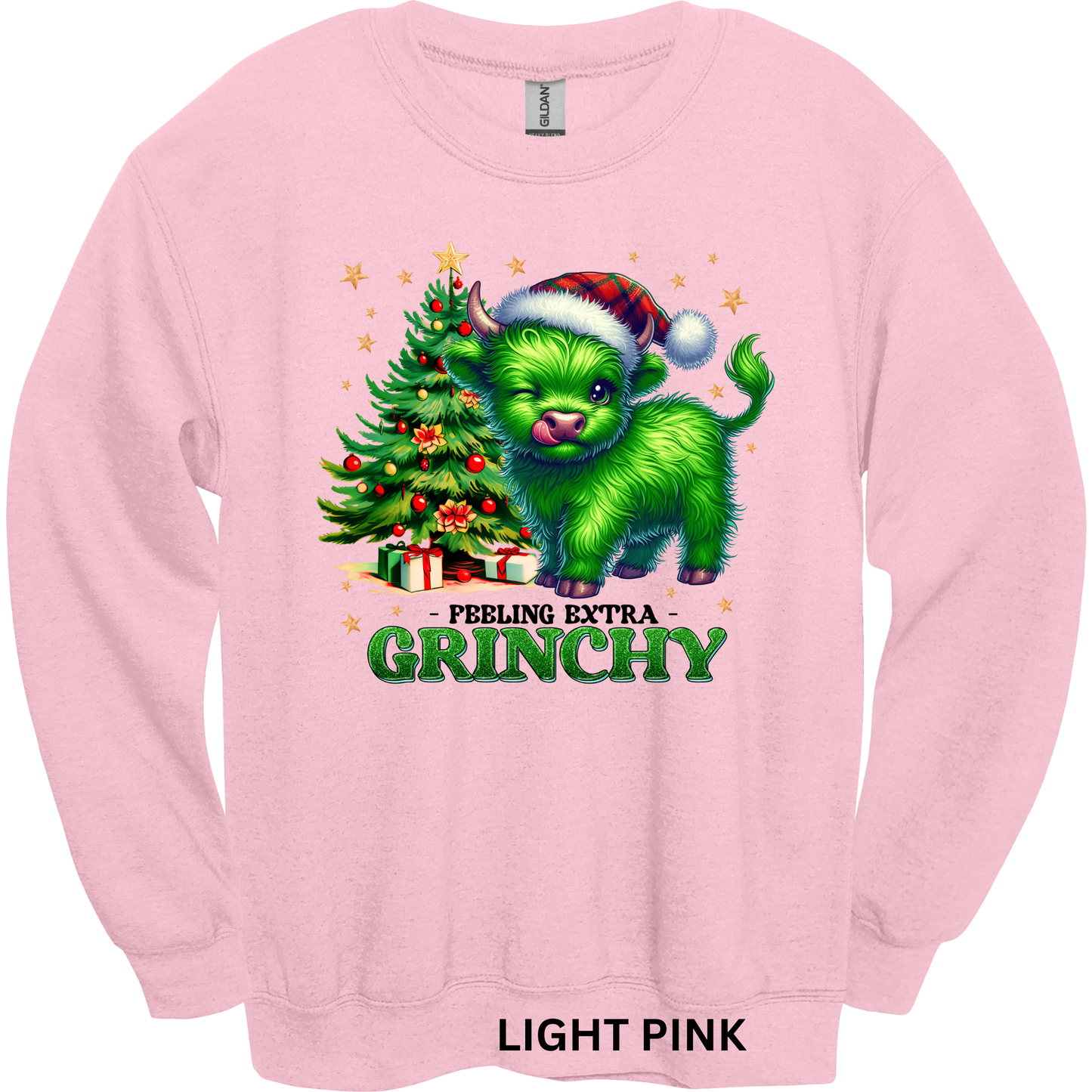 Crewneck Sweatshirt Green Highland Cow 1206