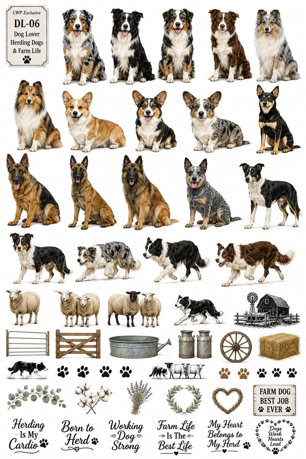 Dog Lovers Society | Premium UVDTF Element Sheets | Dog Breed & Pet Lover Collection