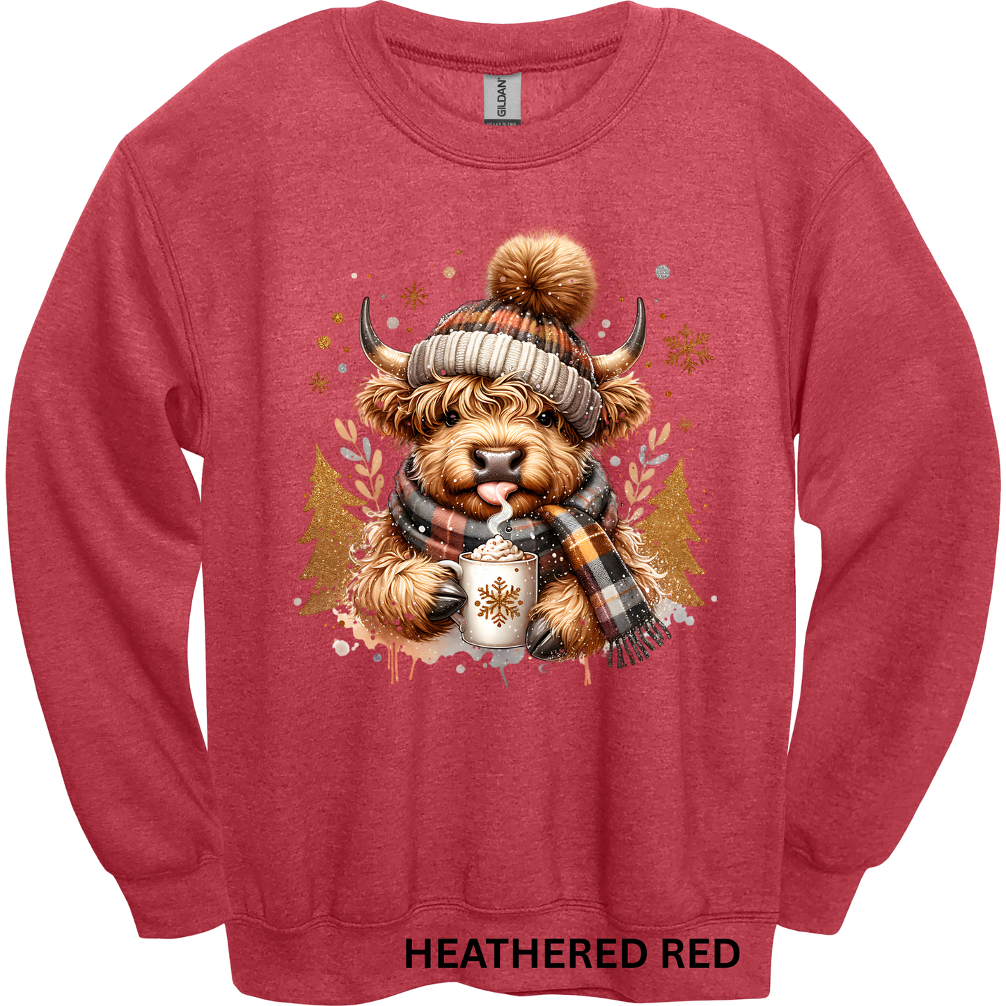 Crewneck Sweatshirt Hot Cocoa Highland Cow 1190