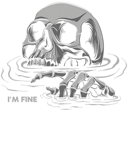 11" DTF Print Ready to Press Halftone Drowning Skull 0004