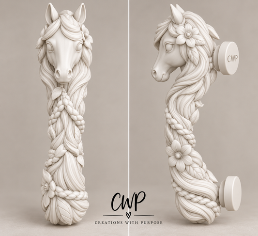 Horse 3D Tumbler Handle | CWP 3D Tumbler Accessories | White - Unpainted