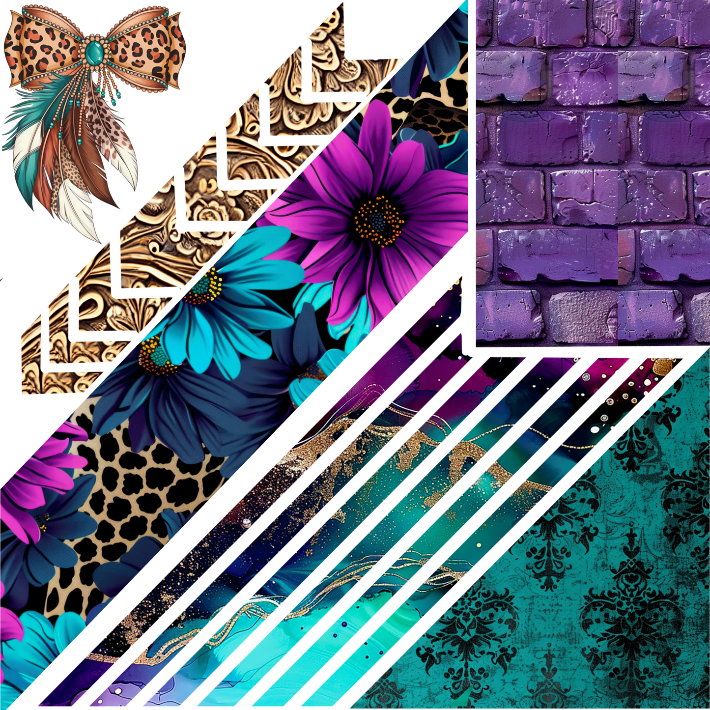 UVDTF 9.5 x 8.5 Element Sheet Leopard Print Bow 6043