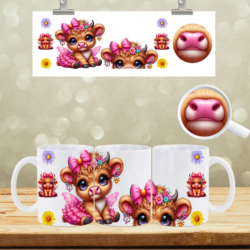 UVDTF Face Mug Wrap Highland Cow 9014