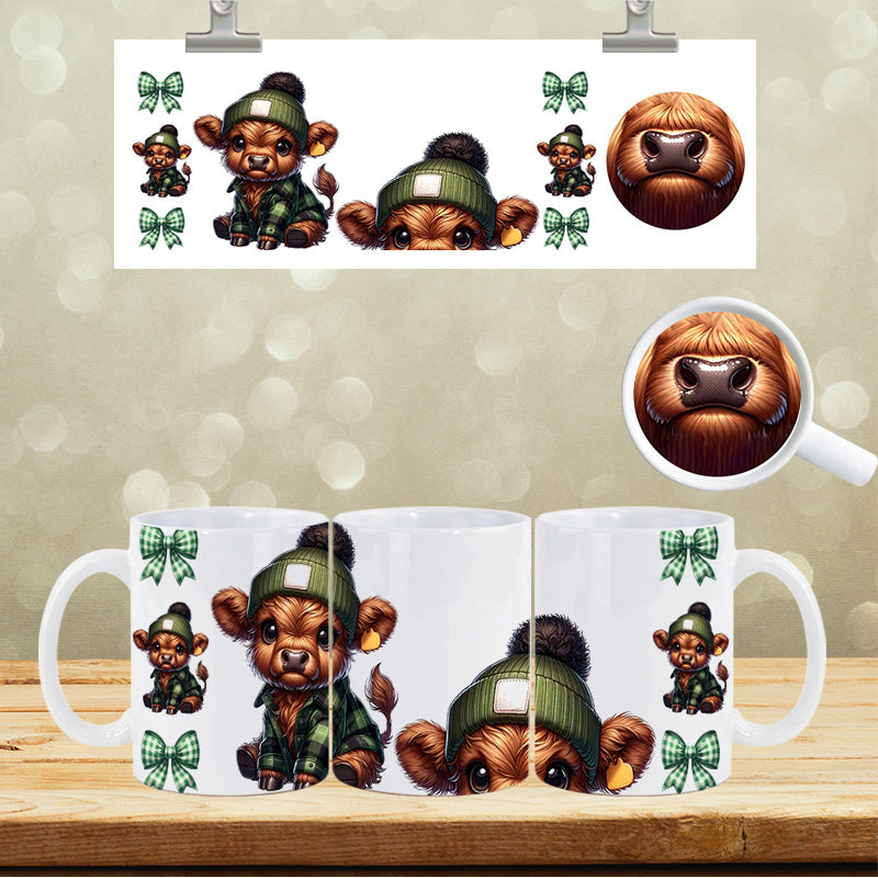 UVDTF Face Mug Wrap Highland Cow 9007