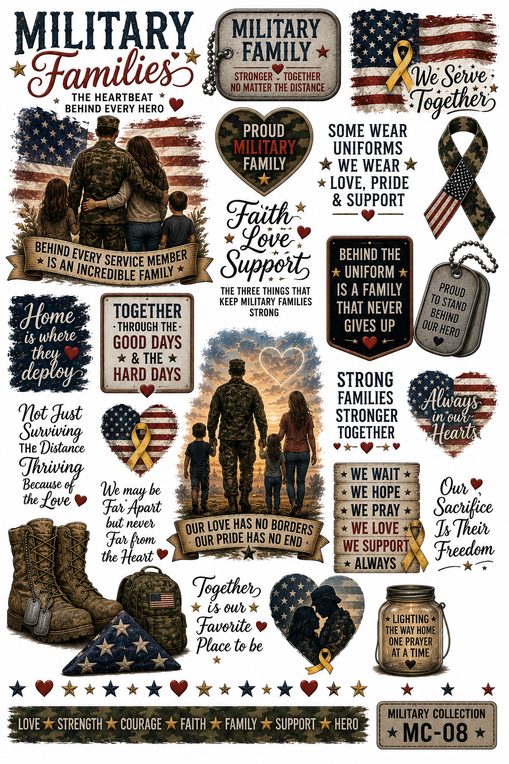 Military Collection | Premium UVDTF Element Sheets | Patriotic & Military Tribute Collection
