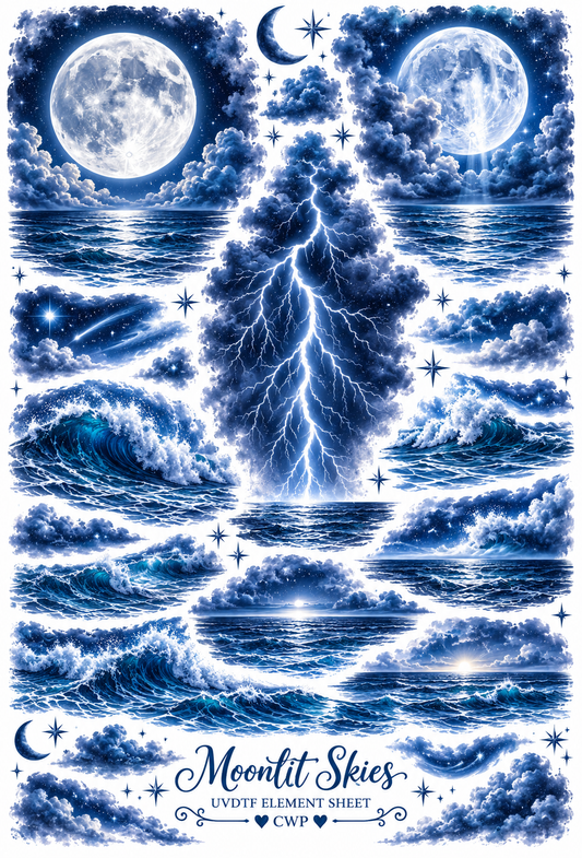 UVDTF 9.5 x14 Element Sheet Moon Lightning high seas