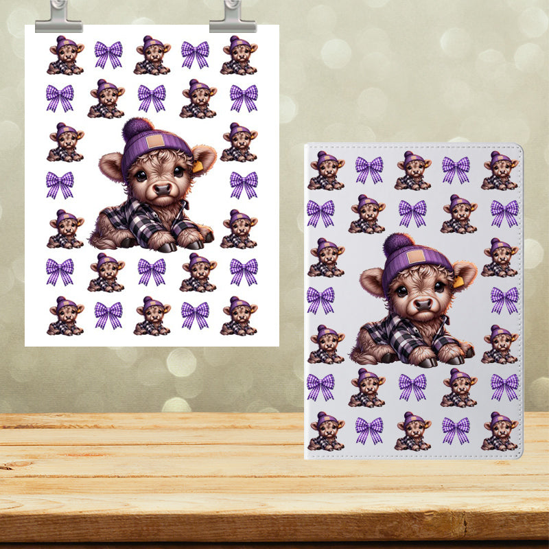 A5 Notebook UVDTF Wrap Highland Cow With Bows 7159
