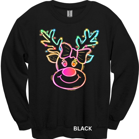 Crewneck Sweatshirt Neon Reindeer 1074
