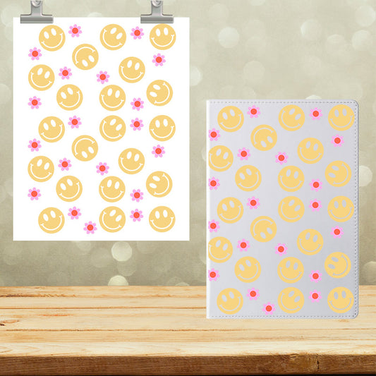 A5 Notebook UVDTF Wrap Smile Faces and Flowers 7032