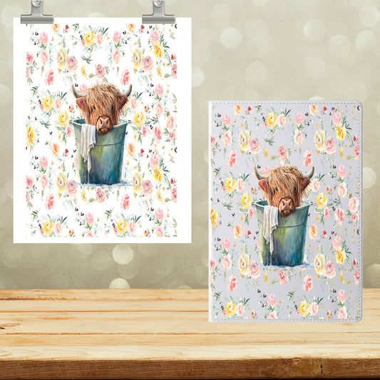 A5 Notebook UVDTF Wrap Cute Cow in bucket 7022