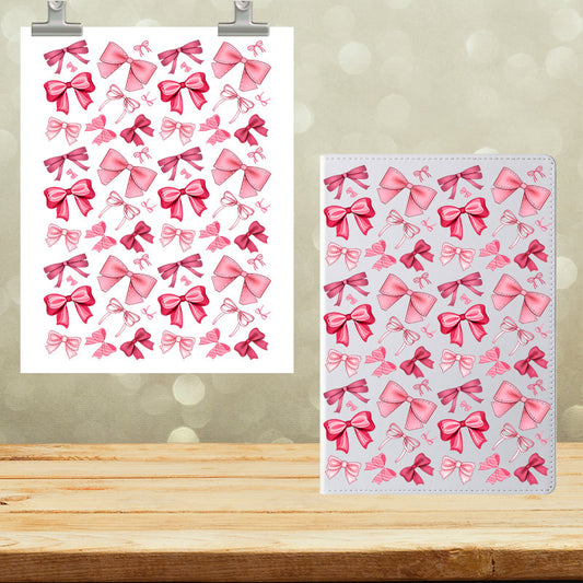 A5 Notebook UVDTF Wrap Red and Pink Bows 7023
