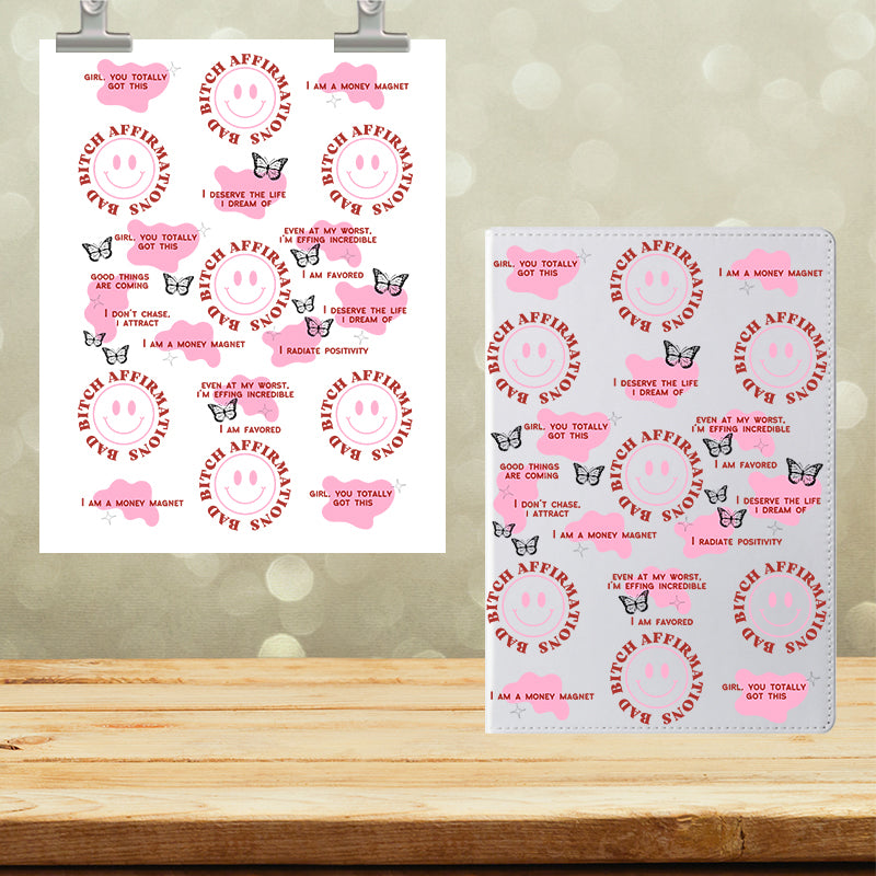 A5 Notebook UVDTF Wrap Bad B!tch Affirmations 7157