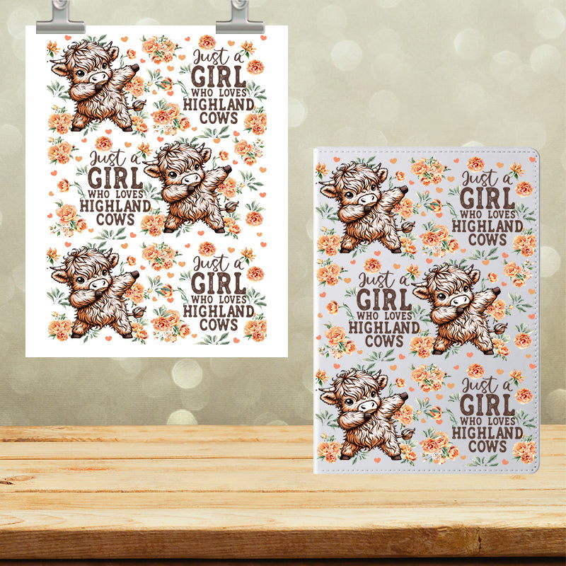 A5 Notebook UVDTF Wrap Just A Girl who Loves Highlands 7130