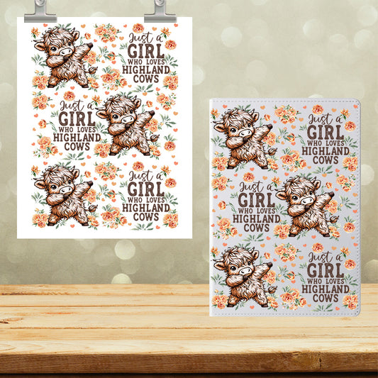 A5 Notebook UVDTF Wrap Just A Girl who Loves Highlands 7130
