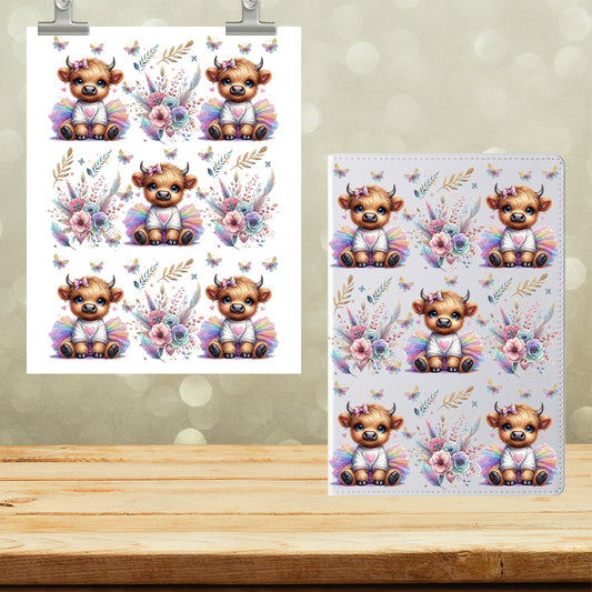 A5 Notebook UVDTF Wrap highland Cow Tutu 7156