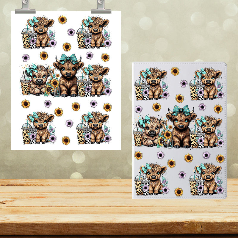 A5 Notebook UVDTF Wrap highland Cow Cute 7155
