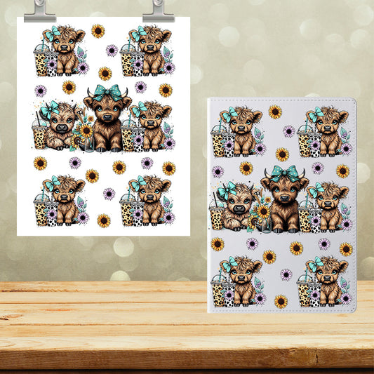 A5 Notebook UVDTF Wrap highland Cow Cute 7155
