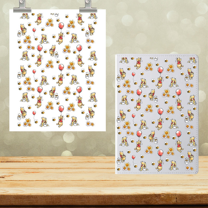 A5 Notebook UVDTF Wrap Yellow Bear Floral Balloons 7163