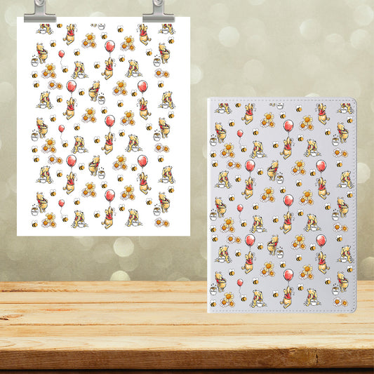 A5 Notebook UVDTF Wrap Yellow Bear Floral Balloons 7163