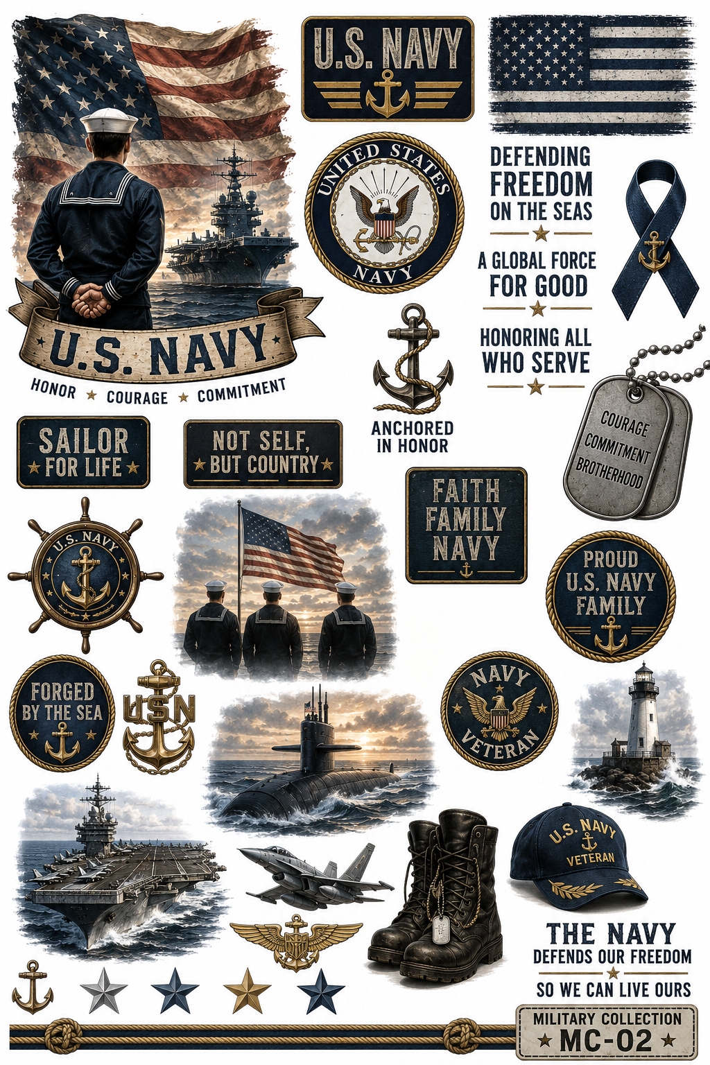 Military Collection | Premium UVDTF Element Sheets | Patriotic & Military Tribute Collection
