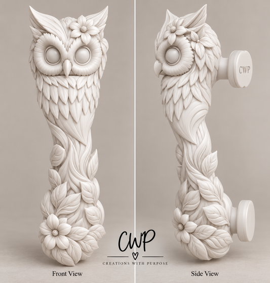 Owl 3D Tumbler Handle | CWP 3D Tumbler Accessories | White - Unpainted