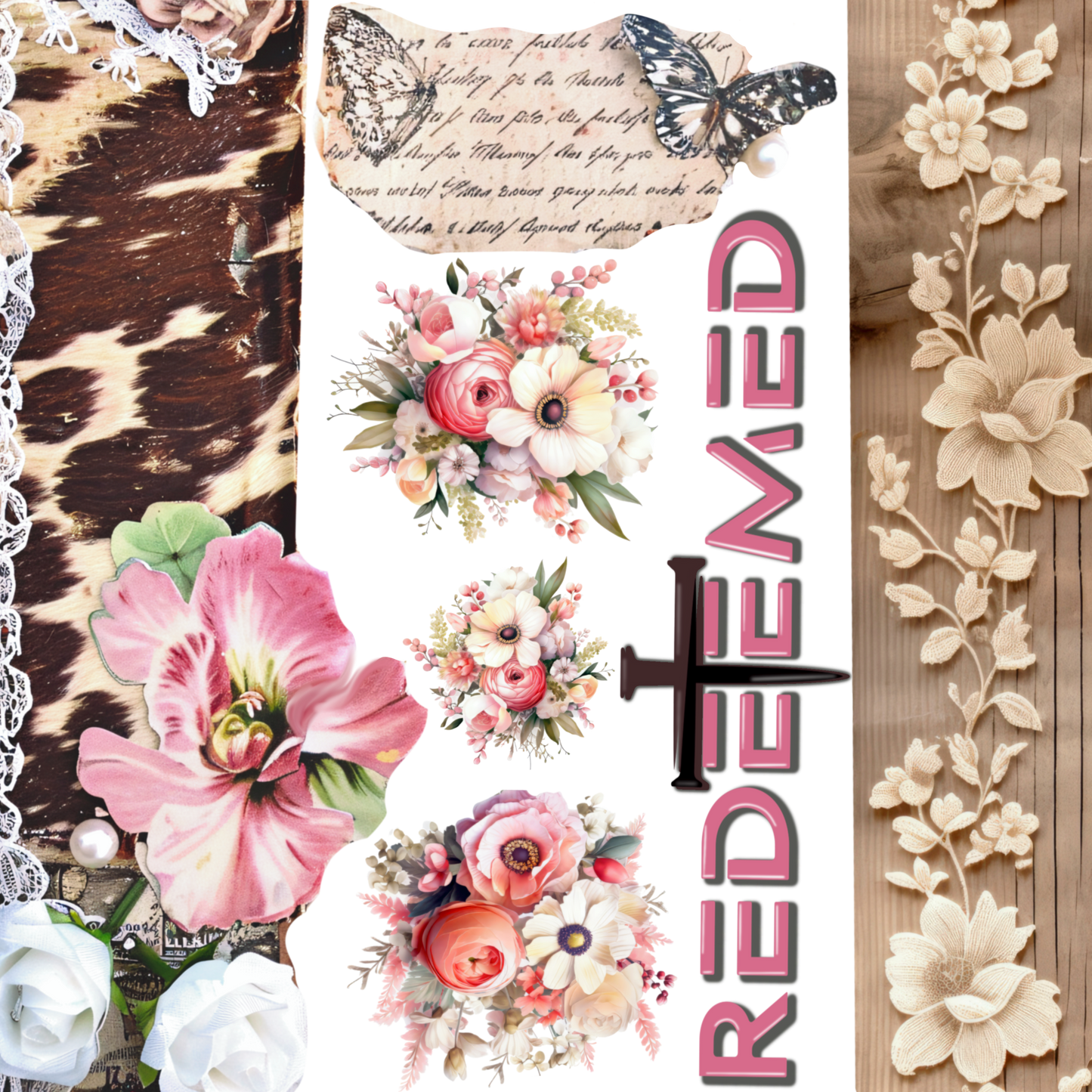 UVDTF 9.5 x 8.5 Element Sheet Redeemed Floral 6010