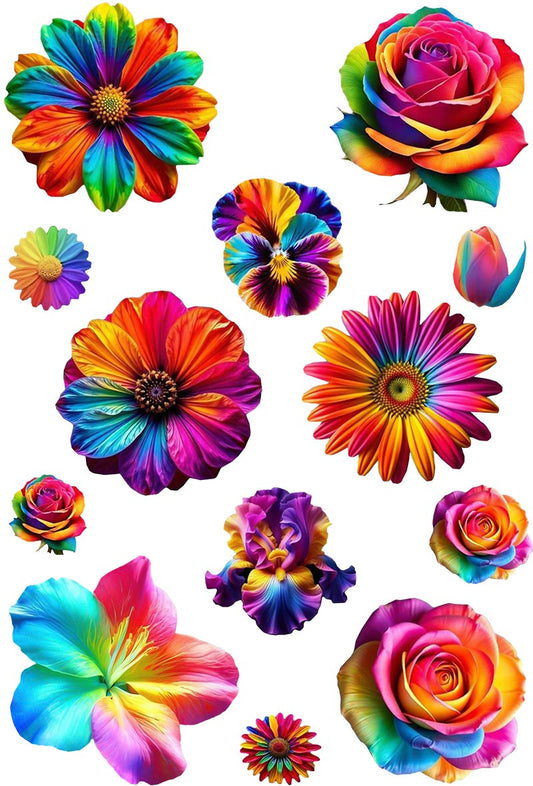 UVDTF 9.5 x 14 Element Sheet Rainbow Flower Garden 842