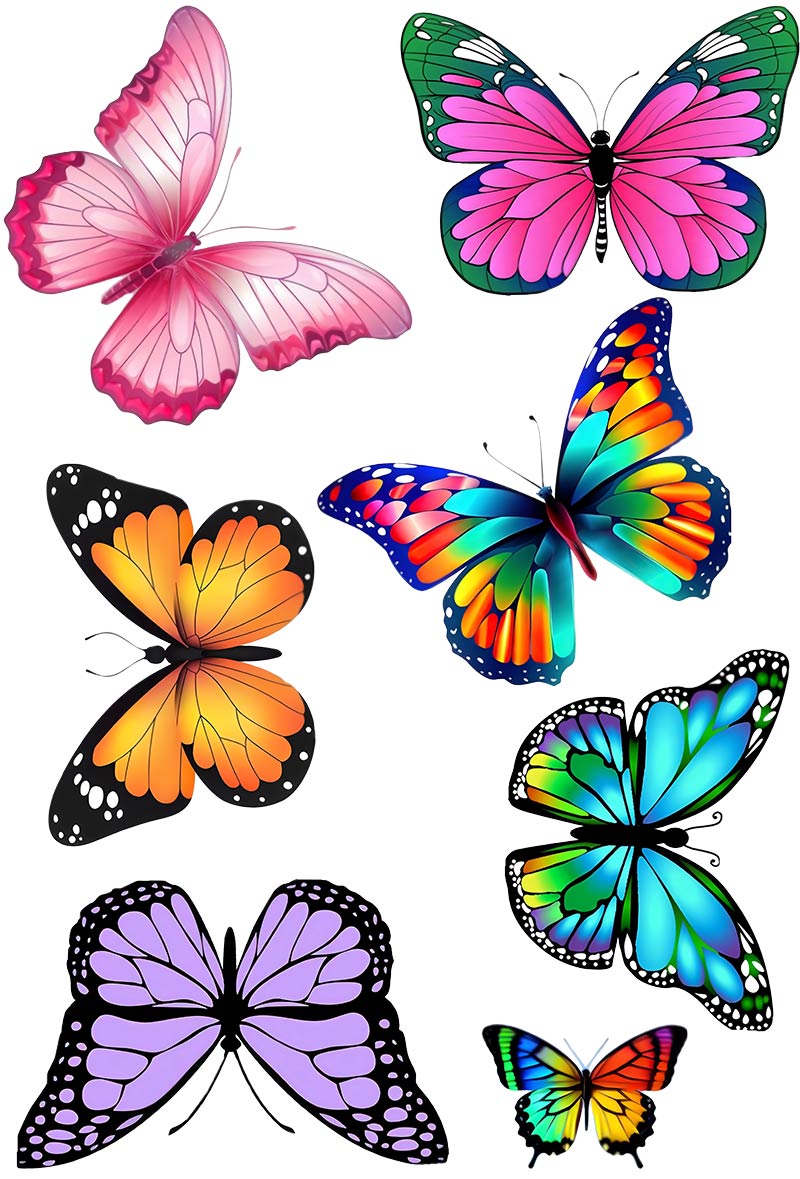 UVDTF 9.5 x 14 Element Sheet Colorful Butterflies 1030