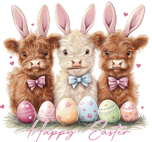 11" DTF Print Ready to Press Happy Easter Highlands 485
