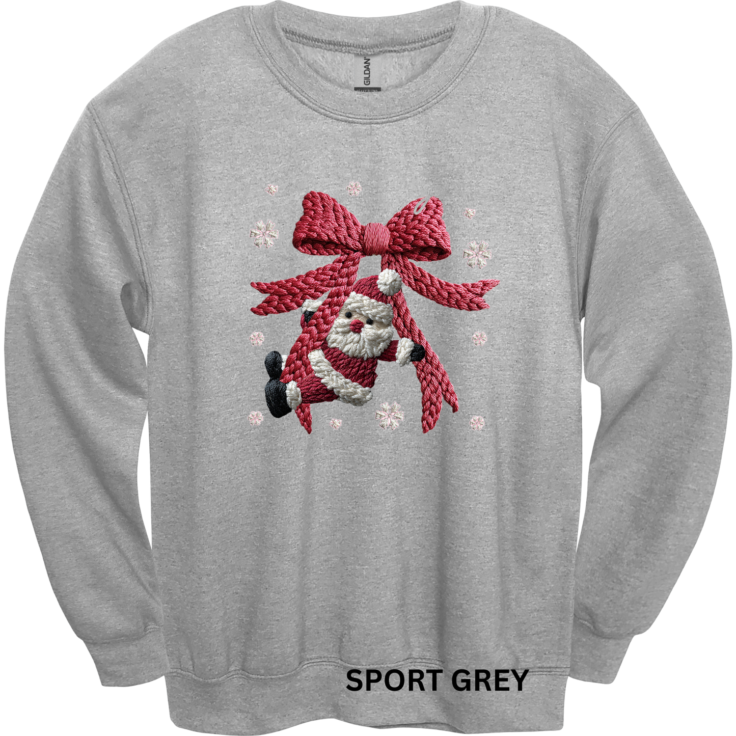 Crewneck Sweatshirt Faux Yarn Santa Bow 452