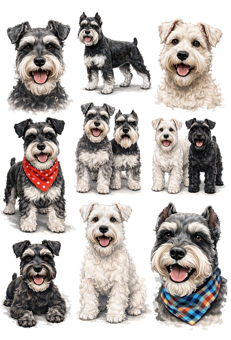 UVDTF 9.5 x 14 Element Sheet Schnauzers 1032
