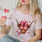 Short Sleeve T-Shirt Highland Cow Valentine 892