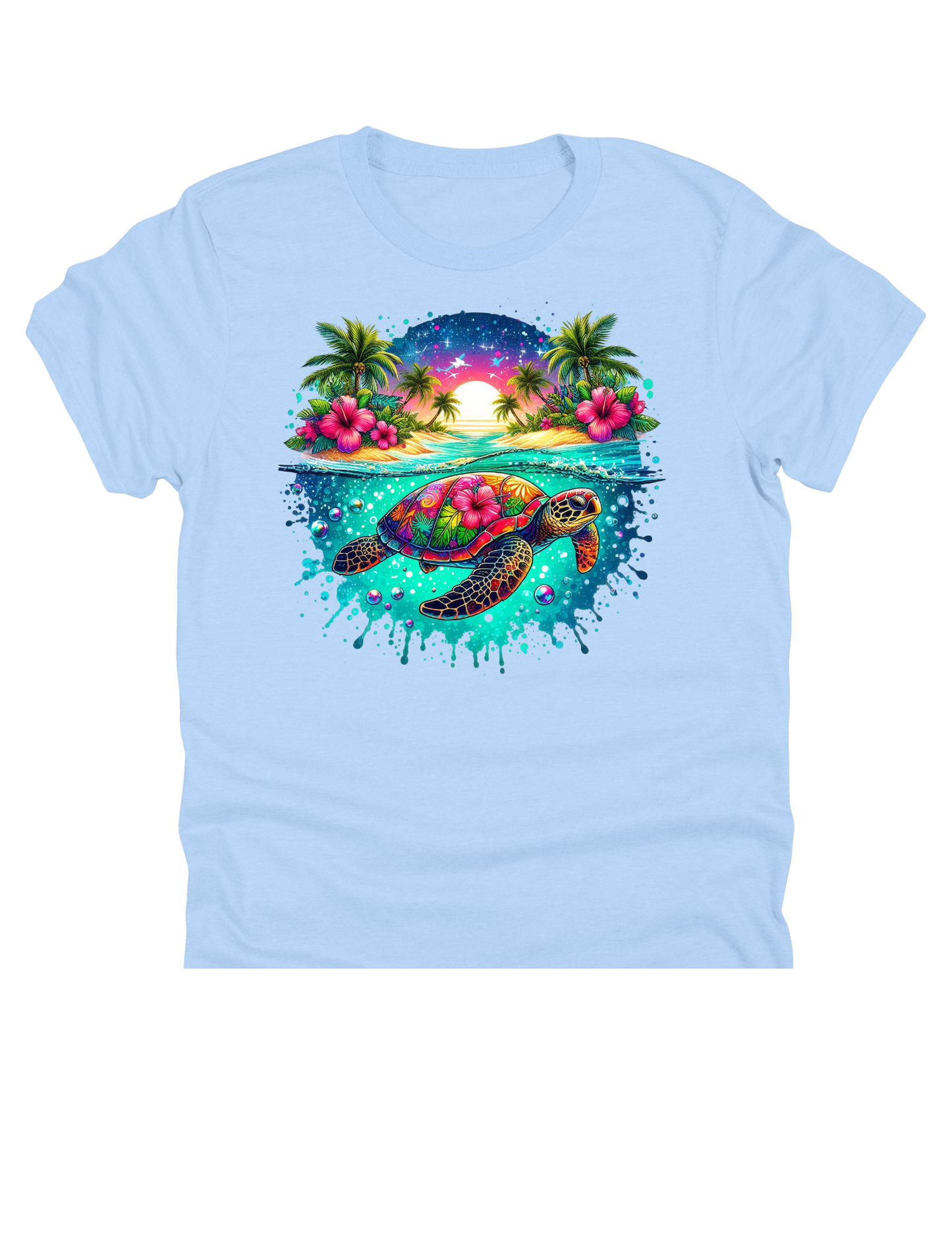 11" DTF Ready to Press - Tropical Sea Turtle Sunset | 0221