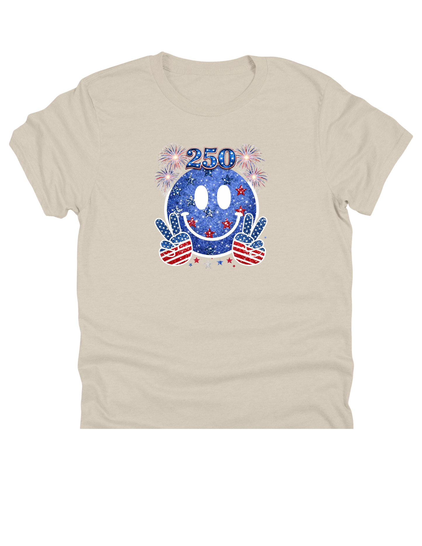 11" DTF Ready to Press - 250 Patriotic Smiley & Fireworks | 0247
