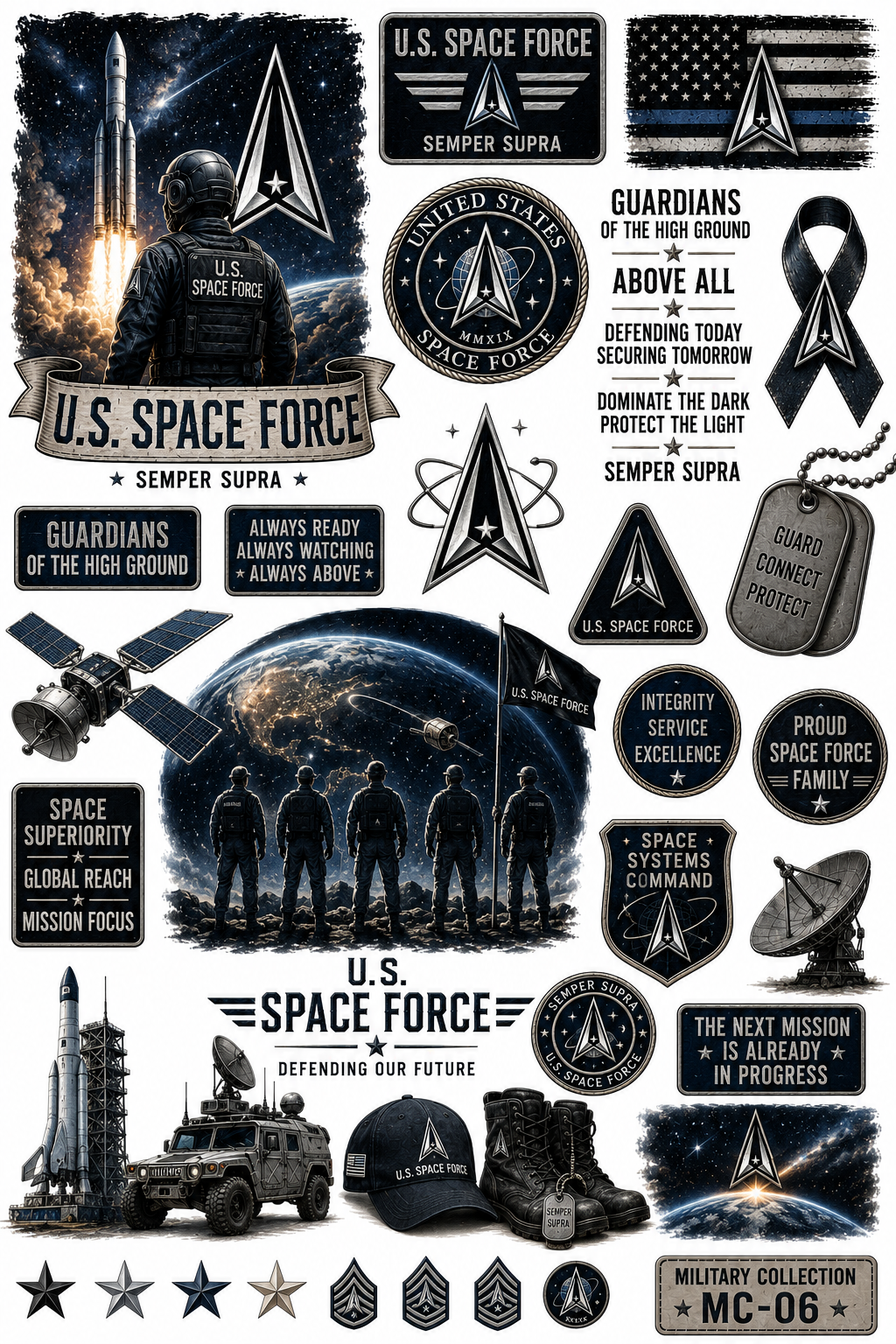 Military Collection | Premium UVDTF Element Sheets | Patriotic & Military Tribute Collection