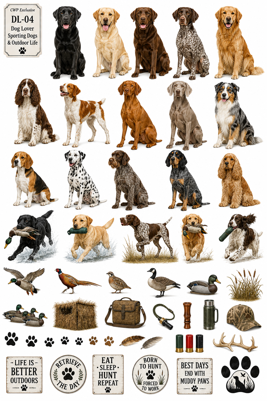 Dog Lovers Society | Premium UVDTF Element Sheets | Dog Breed & Pet Lover Collection