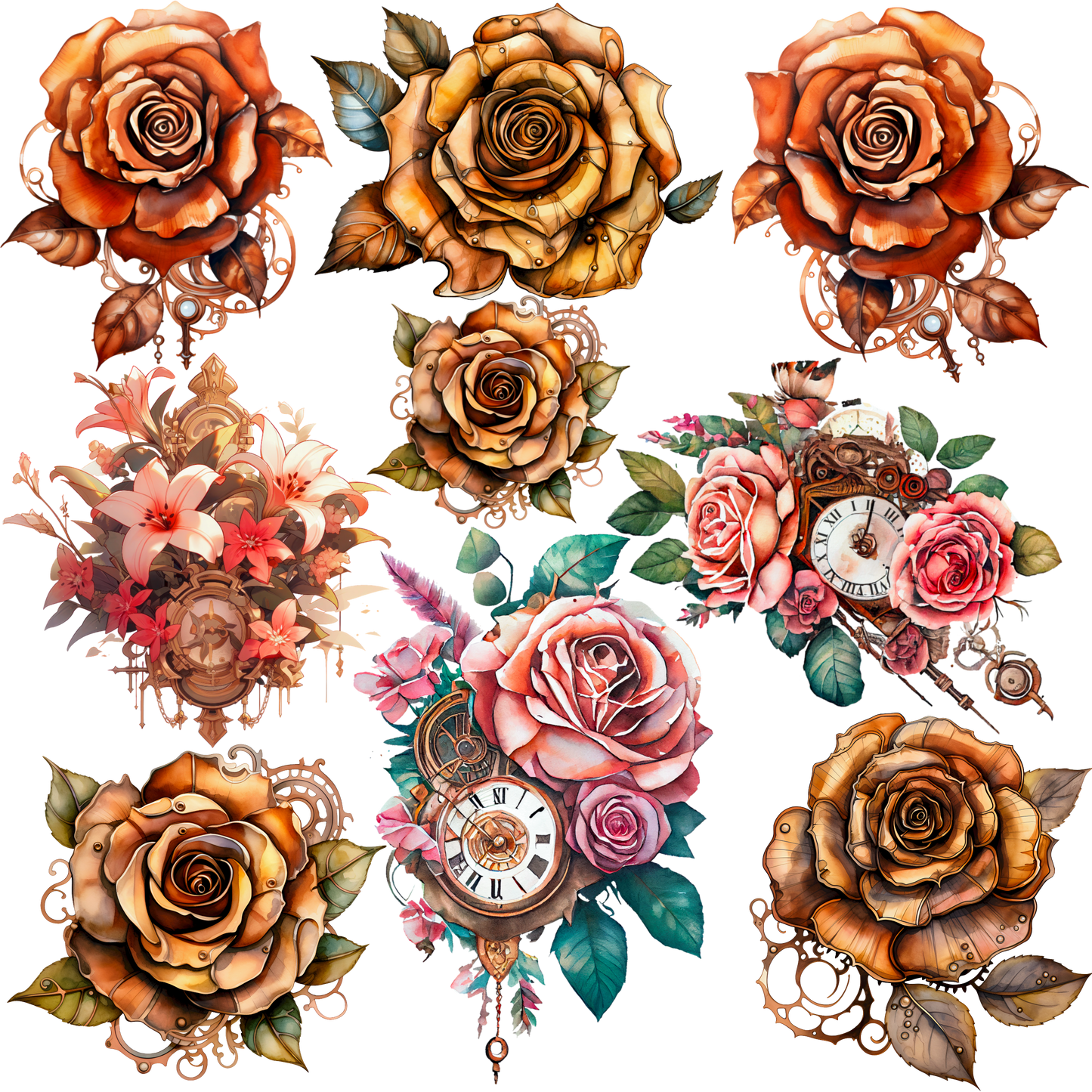 UVDTF 9.5 x 8.5 Element Sheet Floral Steampunk 6020