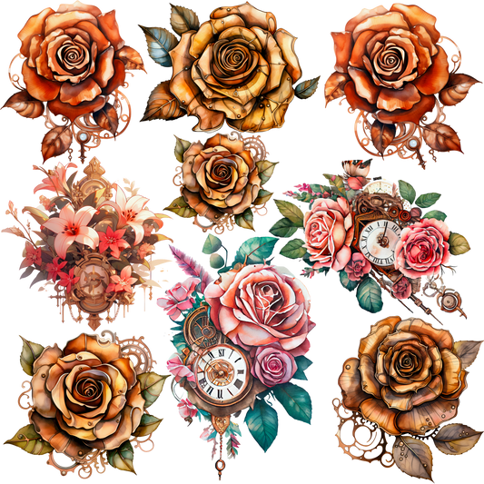 UVDTF 9.5 x 8.5 Element Sheet Floral Steampunk 6020