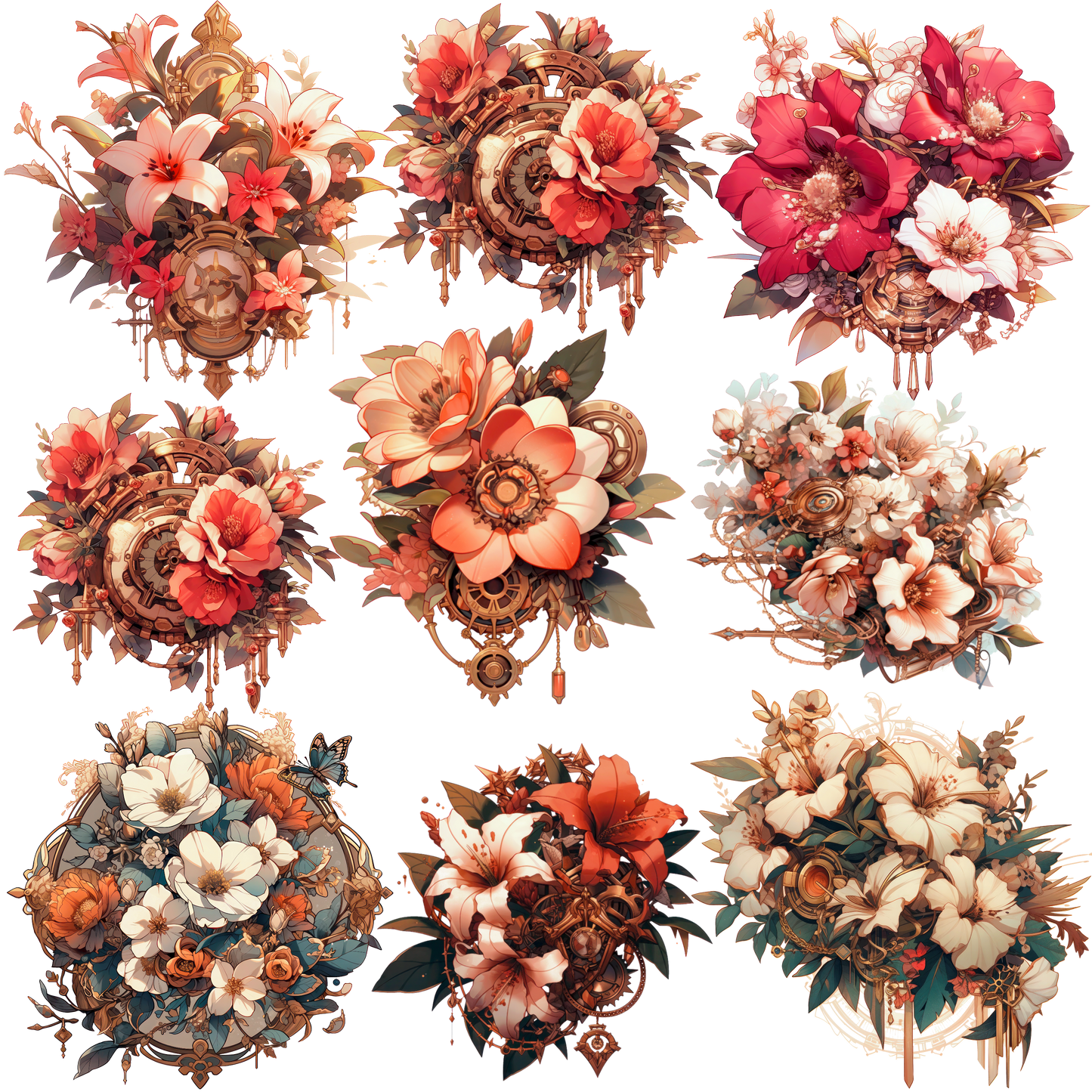 UVDTF 9.5 x 8.5 Element Sheet Floral Steampunk 6021