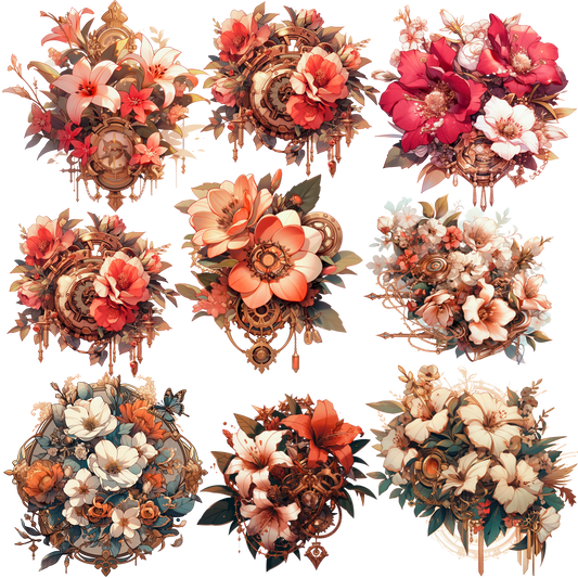 UVDTF 9.5 x 8.5 Element Sheet Floral Steampunk 6021