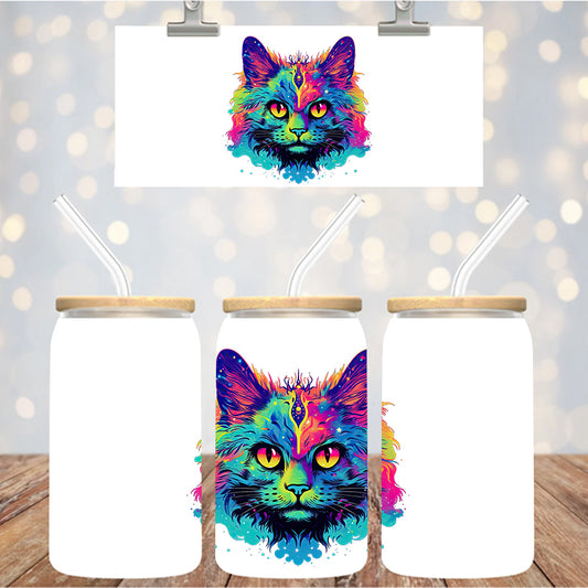 4" Decal Uvdtf Wrap Colorful Cat D189