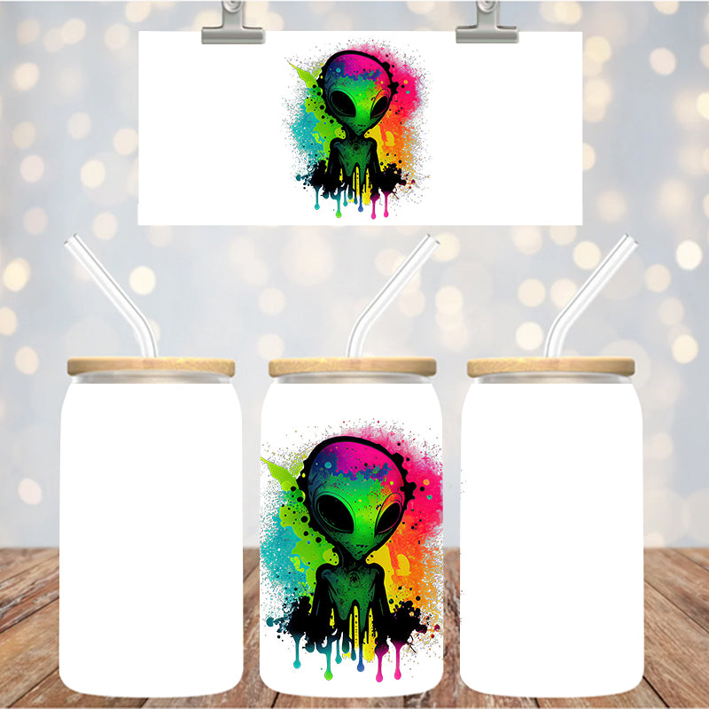 4" Decal Uvdtf Wrap Colorful Alien D198