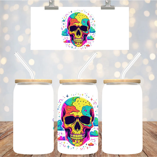 4" Decal Uvdtf Wrap Colorful Skull D197