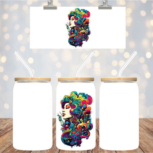 4" Decal Uvdtf Wrap Colorful Woman D212