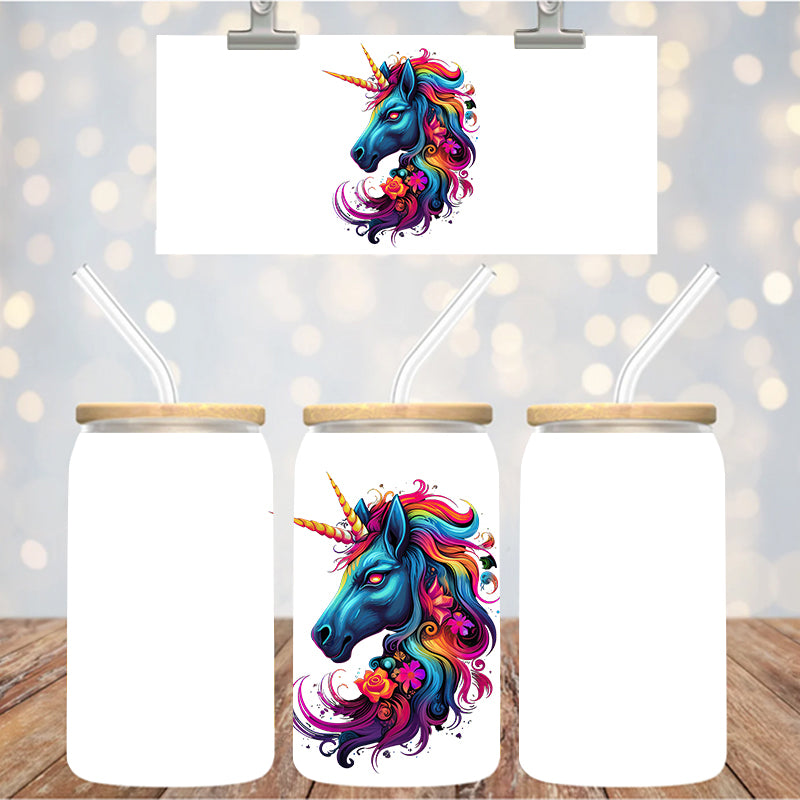 4" Decal Uvdtf Wrap Colorful Unicorn D199
