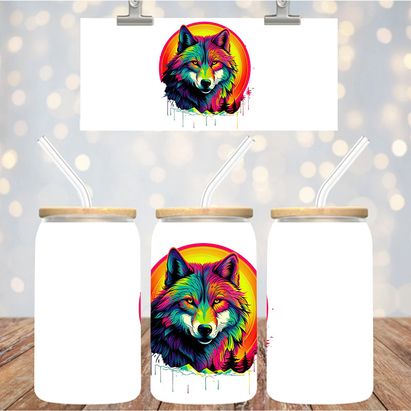 4" Decal Uvdtf Wrap Colorful Wolf D208