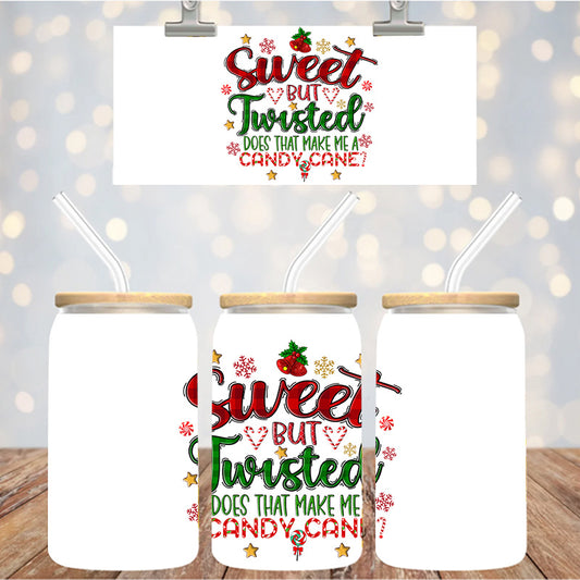 4" Decal Uvdtf Wrap Sweet Candy Cane D136