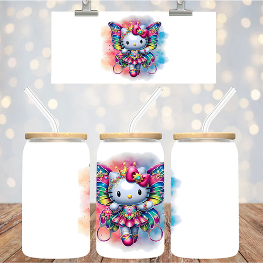 4" Decal Uvdtf Wrap Colorful Butterfly Cat D149